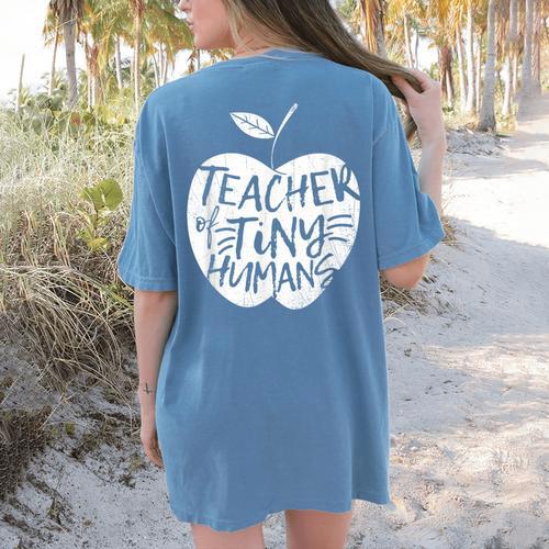 Teacher Of Tiny Humans Preschool Kindergarten Teacher Women's Comfort Colors T-Shirt Back Print - teacherstshirts.com UK