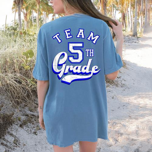 Team 5th Grade Fifth For Teacher Or Students Women's Comfort Colors T-Shirt Back Print - teacherstshirts.com