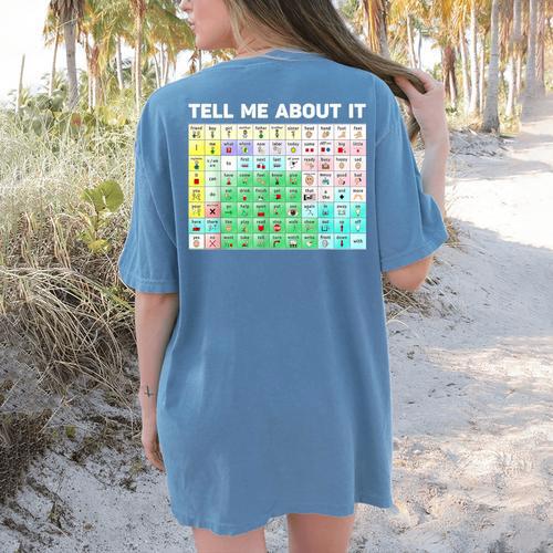 Tell Me About It Speech Language Pathology AAC Sped Teacher Women's Comfort Colors T-Shirt Back Print - teacherstshirts.com AU