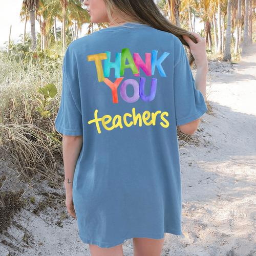 Thank You Teacher Appreciation Graduation Men Women Girls Kids Women's Comfort Colors T-Shirt Back Print - teacherstshirts.com CA
