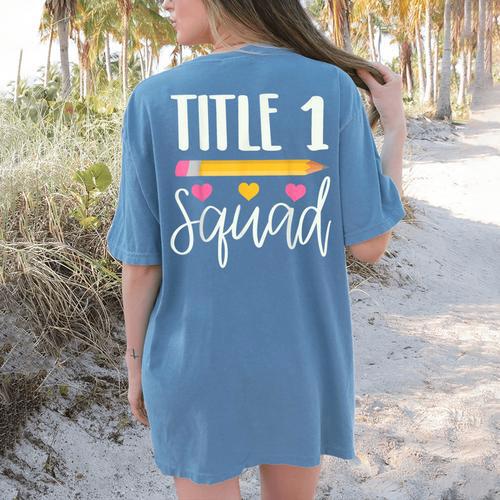 Title 1 Reading Teacher Shirt Women's Comfort Colors T-Shirt Back Print - teacherstshirts.com UK