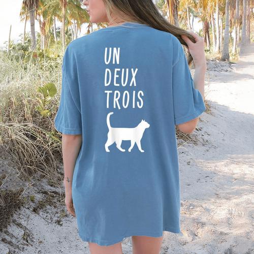 Un Deux Trois Cat Shirt French Teacher Women's Comfort Colors T-Shirt Back Print - teacherstshirts.com AU