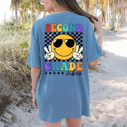 2nd Grade Teacher Shirts First Day Second Grade Shirt Girls Women's Comfort Colors T-Shirt Back Print - teacherstshirts.com