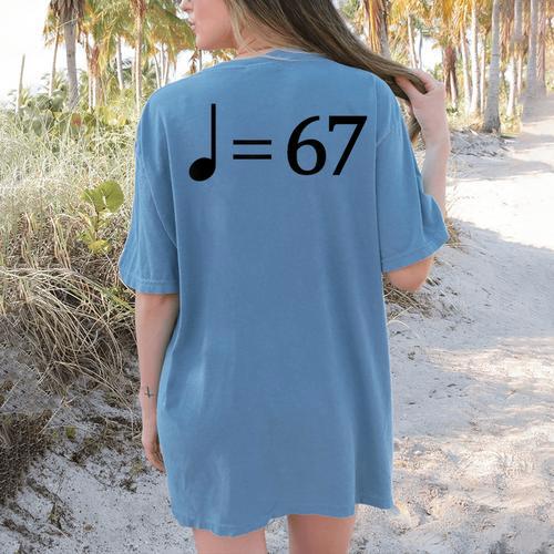 67 Music Meme Slang Musician Kids Music Teacher Women's Comfort Colors T-Shirt Back Print - teacherstshirts.com CA