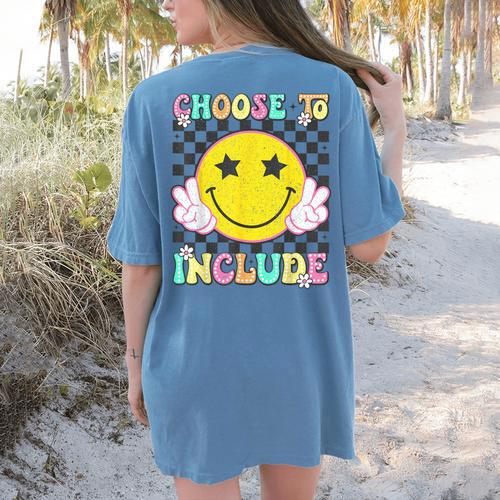 Choose To Include Special Education Teacher Autism Awareness Women's Comfort Colors T-Shirt Back Print - teacherstshirts.com DE