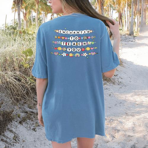 Enchanted To Teach You Friendship Bracelet Teacher Girl Kids Women's Comfort Colors T-Shirt Back Print - teacherstshirts.com DE