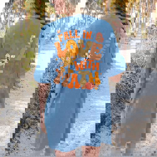 Fall In Love With Science Math Teacher Fall Thanksgiving Women&#x27;s Comfort Colors T-Shirt Back Print - teacherstshirts.com