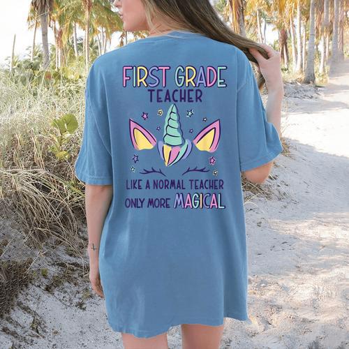 First Grade Teacher Definition Women's Comfort Colors T-Shirt Back Print - teacherstshirts.com AU
