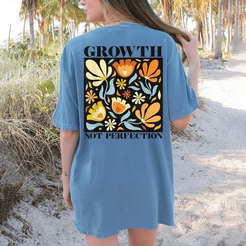 Growth Not Perfection Abstract Florals SPED Teacher Women's Comfort Colors T-Shirt Back Print - teacherstshirts.com DE