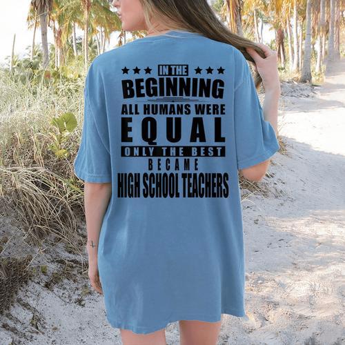 High School Teacher Personalized Women's Comfort Colors T-Shirt Back Print - teacherstshirts.com UK