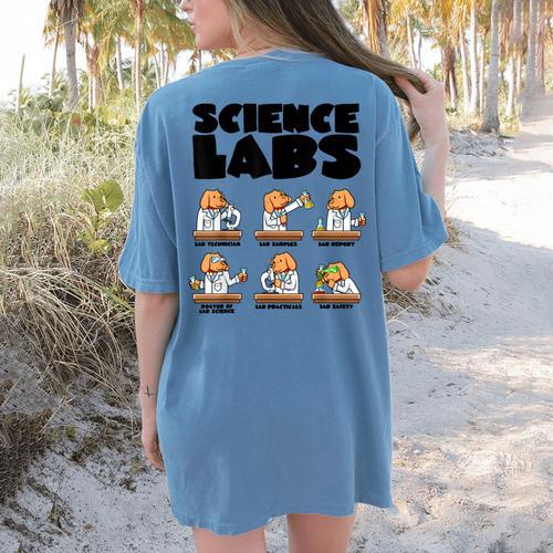 Labrador Retriever Science Labs Dog Lover Teacher Women's Comfort Colors T-Shirt Back Print - teacherstshirts.com UK