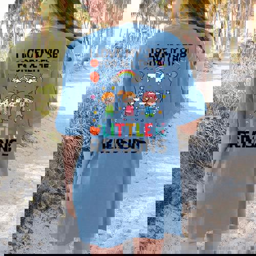 Love Job For Little Reasons Daycare Teacher Graphic Women&#x27;s Comfort Colors T-Shirt Back Print - teacherstshirts.com