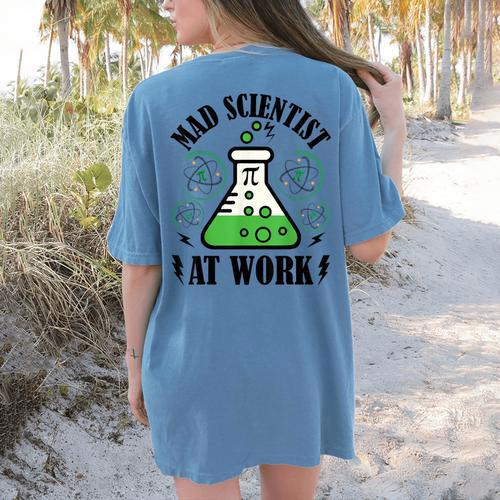 Mad Scientist Science Teacher Halloween Costume Teen Girls Women's Comfort Colors T-Shirt Back Print - teacherstshirts.com