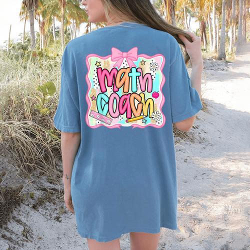 Math Coach Back To School Math Teacher Women's Comfort Colors T-Shirt Back Print - teacherstshirts.com