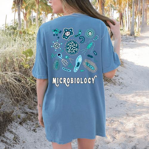Microbiology Teacher Science Instructor Tee Shirt For Men Women Women's Comfort Colors T-Shirt Back Print - teacherstshirts.com AU