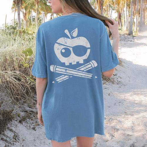 Pirate Teacher Women's Comfort Colors T-Shirt Back Print - teacherstshirts.com UK