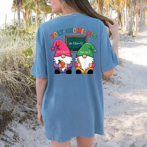 Poly-Gnome-Ials Algebra Teacher Calcul Teacher Women's Comfort Colors T-Shirt Back Print - teacherstshirts.com UK