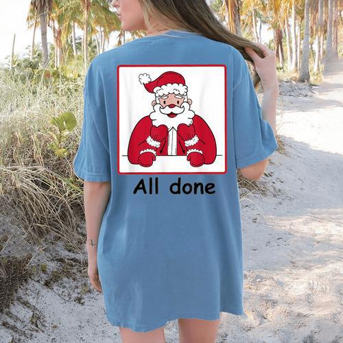 Retro All Done Christmas Special Ed Teacher Team Santa Women Women's Comfort Colors T-Shirt Back Print - teacherstshirts.com AU