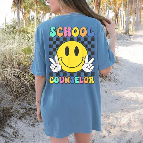 School Counselor Teacher Counseling Office School Guidance Women's Comfort Colors T-Shirt Back Print - teacherstshirts.com UK