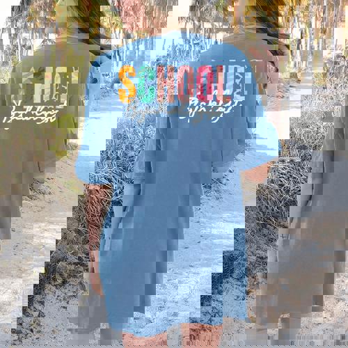 School Psychologist Rainbow Psychology Teacher Women&#x27;s Comfort Colors T-Shirt Back Print - teacherstshirts.com