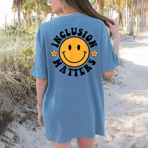 Special Education Teacher Autism Awareness Inclusion Matters Women's Comfort Colors T-Shirt Back Print - teacherstshirts.com AU