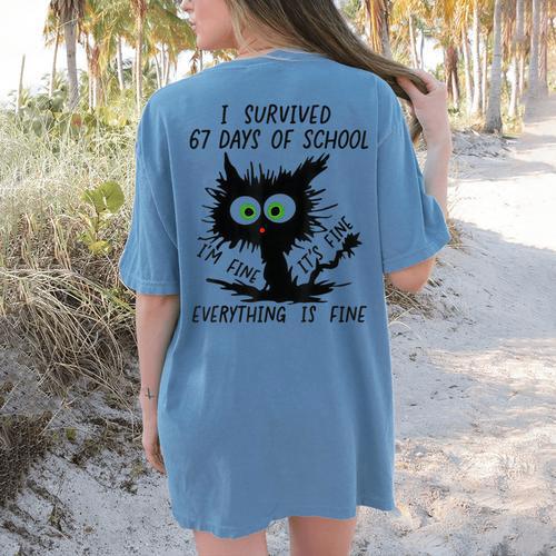 I Survived 67 Days Of School Teachers Students Humor Women's Comfort Colors T-Shirt Back Print - teacherstshirts.com