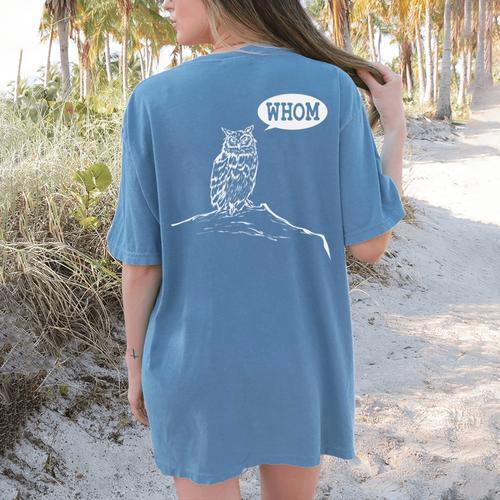 Whom Owl Grammar English Teacher Women's Comfort Colors T-Shirt Back Print - teacherstshirts.com AU