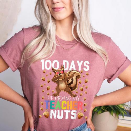 100 Days Of Driving My Teacher Nuts Dabbing Squirrel School Women's Heather T-Shirt - teacherstshirts.com
