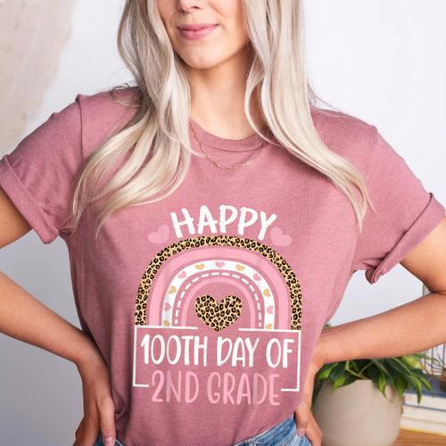 100th Day Of 2nd Grade 100 Days Of School Teacher Women's Heather T-Shirt - teacherstshirts.com DE