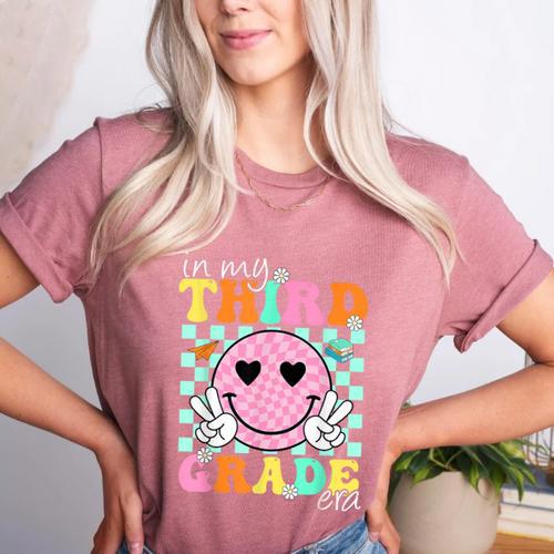 In My 3rd Grade Era Back To School Smile Face Teacher Kid Women's Heather T-Shirt - teacherstshirts.com UK