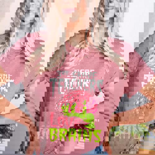 3rd Grade Teachers Love Brains Zombie Teacher Halloween Women&#x27;s Heather T-Shirt - teacherstshirts.com