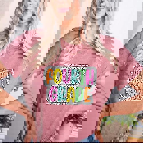 4th Grade Back To School Dalmatian Dots Teacher Student Women&#x27;s Heather T-Shirt - teacherstshirts.com