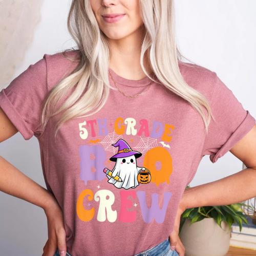 5th Grade Boo Crew Spooky Fifth Grade Halloween Teacher Women's Heather T-Shirt - teacherstshirts.com AU