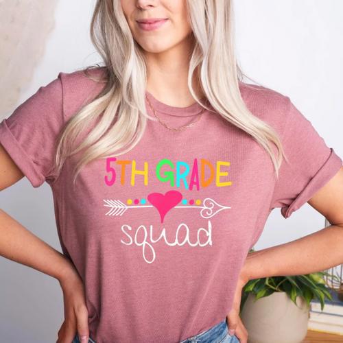 5th Grade Squad Fifth Teacher Student Team Back To School Women's Heather T-Shirt - teacherstshirts.com AU