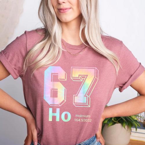 67 Ho Holmium Science Teacher Elements Table Six Seven Meme Women's Heather T-Shirt - teacherstshirts.com UK