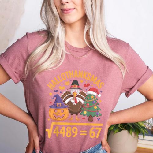 67 Meme Math Teacher Root 4489 Hallothanksmas Six Seven Women's Heather T-Shirt - teacherstshirts.com AU