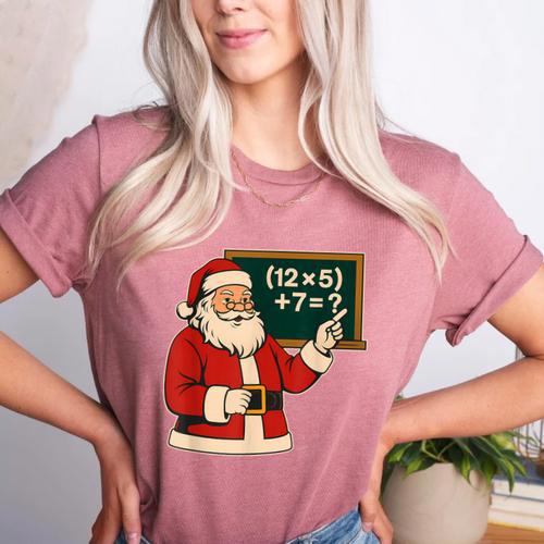 67 Teacher Christmas Santa Six Seven Meme Brainrot Math Joke Women's Heather T-Shirt - teacherstshirts.com