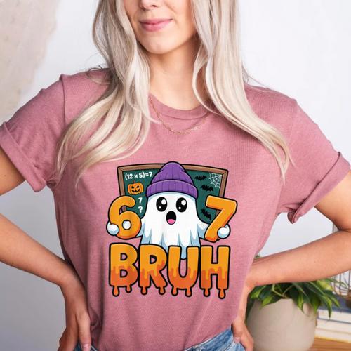 67 Teacher Ghost Six Seven Meme Math Equation Bruh Halloween Women's Heather T-Shirt - teacherstshirts.com AU