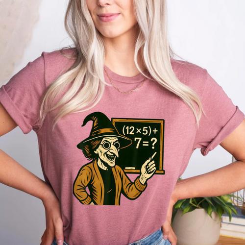 67 Teacher Halloween Witch Six Seven Meme Brainrot Math Joke Women's Heather T-Shirt - teacherstshirts.com UK