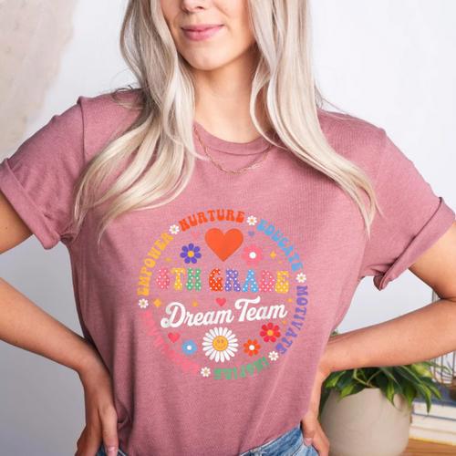 8th Grade Dream Team Eighth Grade Teacher Kid Back To School Women's Heather T-Shirt - teacherstshirts.com DE
