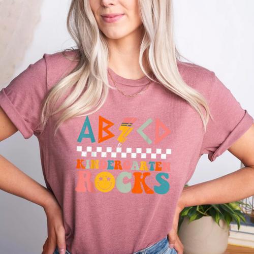 ABCD Kindergarten Rocks Back To School Teacher Kindergarten Women's Heather T-Shirt - teacherstshirts.com DE