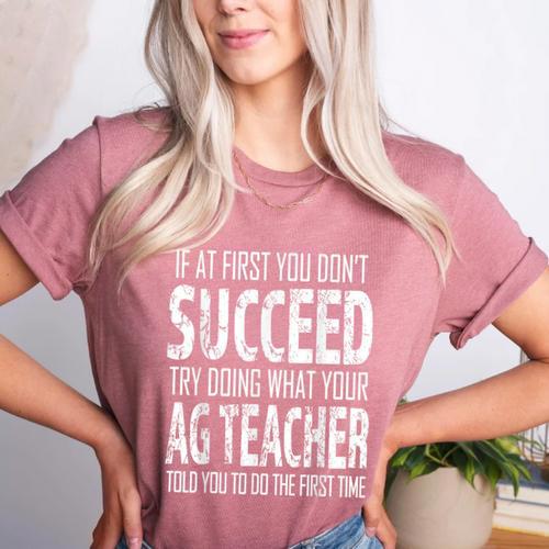 AG Teacher Shirt If At First You Don't Succeed Agriculture Women's Heather T-Shirt - teacherstshirts.com