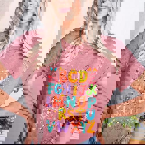 Alphabet A-Z ABC Kids Back To School Pre K Teachers Women&#x27;s Heather T-Shirt - teacherstshirts.com