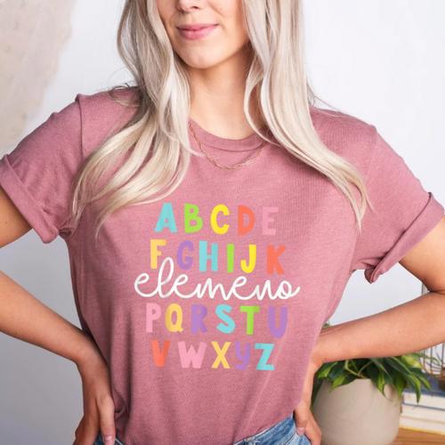 Alphabet ABC Elemeno Teacher Student Back To School Women's Heather T-Shirt - teacherstshirts.com AU