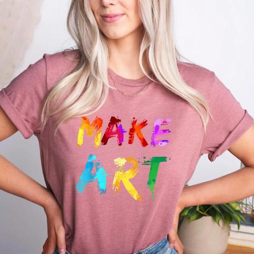 Make Art Painter Artist Teacher Artsy Men Women Kids Women's Heather T-Shirt - teacherstshirts.com