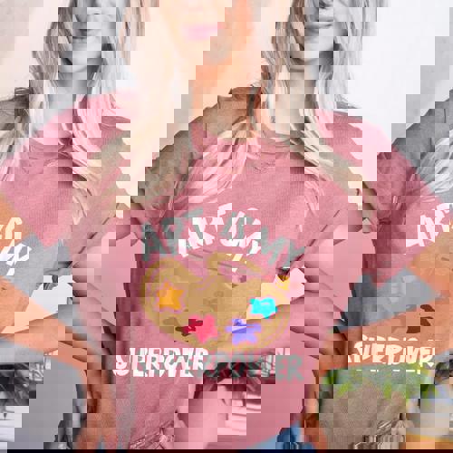 Art Is My Superpower Art Teacher Artist Painter Painting Women&#x27;s Heather T-Shirt - teacherstshirts.com