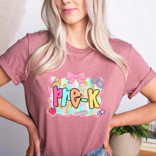 Back To School Pre-K Preppy Teacher Girl Women's Heather T-Shirt - teacherstshirts.com AU