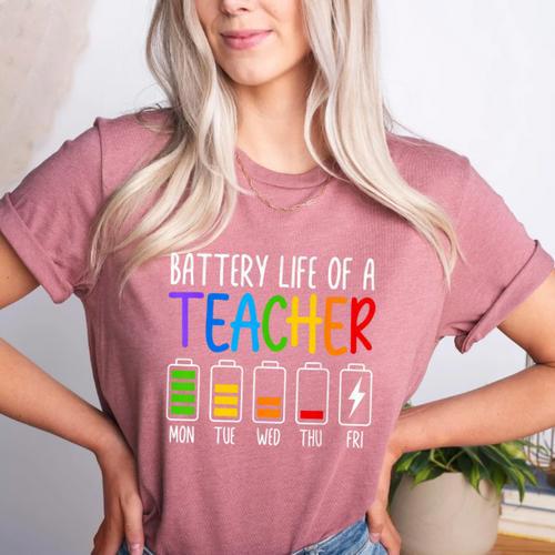 Battery Life Of A Teacher School Teacher Appreciation Women's Heather T-Shirt - teacherstshirts.com DE