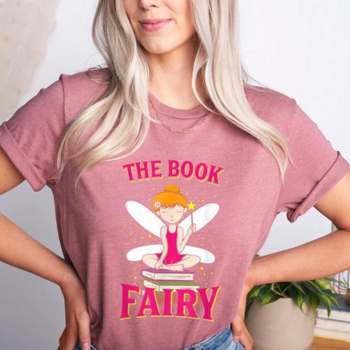The Book Fairy Reading Teacher Librarian T-Shirt Women's Heather T-Shirt - teacherstshirts.com