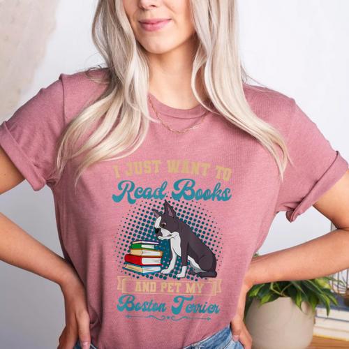 Boston Terrier American Gentleman Bibliophile Book Lover Women's Heather T-Shirt - Bostonterriersmerch.com